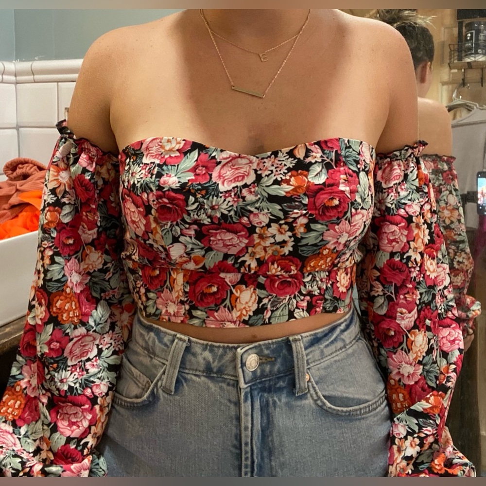 cutie puff sleeve strapless top